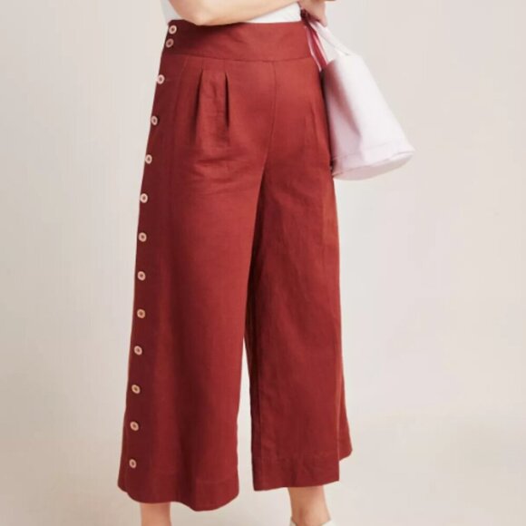NWOT Anthropologie Buttoned Wide-Leg Pants - Picture 1 of 7